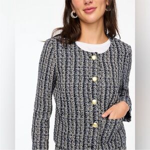 J. CREW Factory Tweed Lady Jacket Blue Black